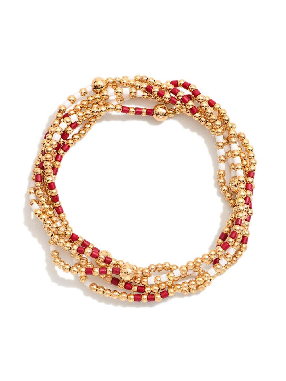 Set of 5 Game Day Beaded Stretch Bracelet Stack Burgundy Gold Heishi